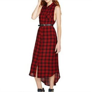 Women's Mossimo Red Black Plaid  Sleeveless Maxi Dress Top XL